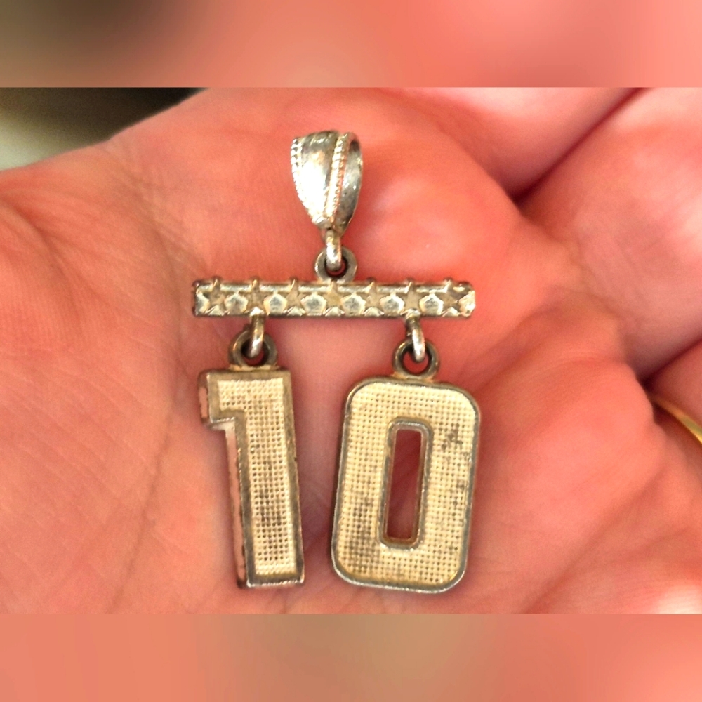 Silver AKB 925 Stamped Silver 10 Pendant